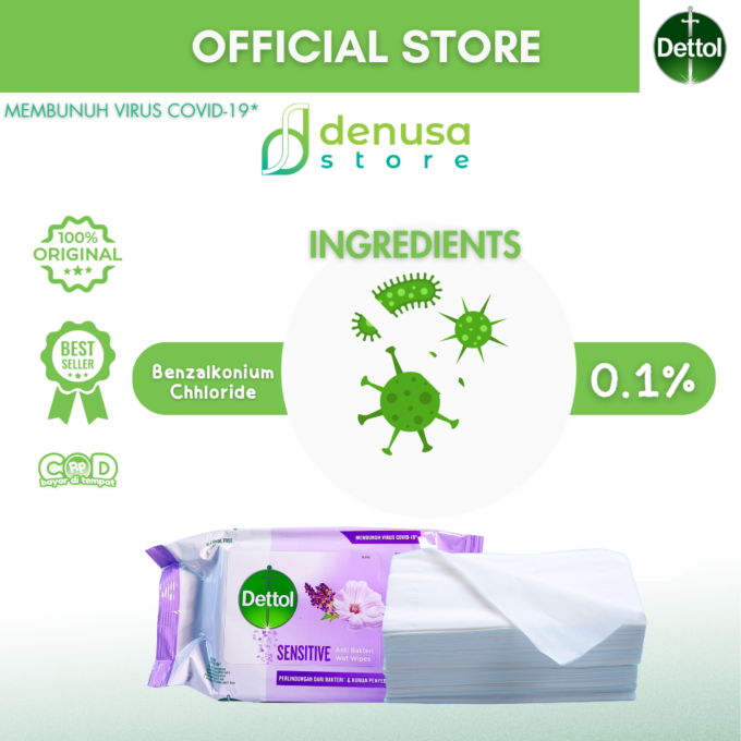 Dettol Wet Wipes - Sensitive - Isi 50 Lembar