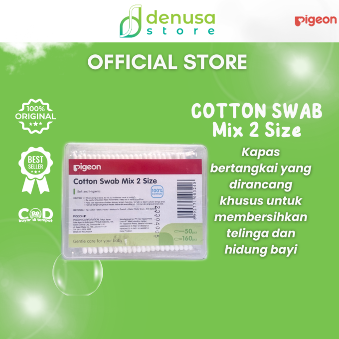 PIGEON Cotton Swab Mix 2 Size Isi 200 Pcs | Cotton Buds