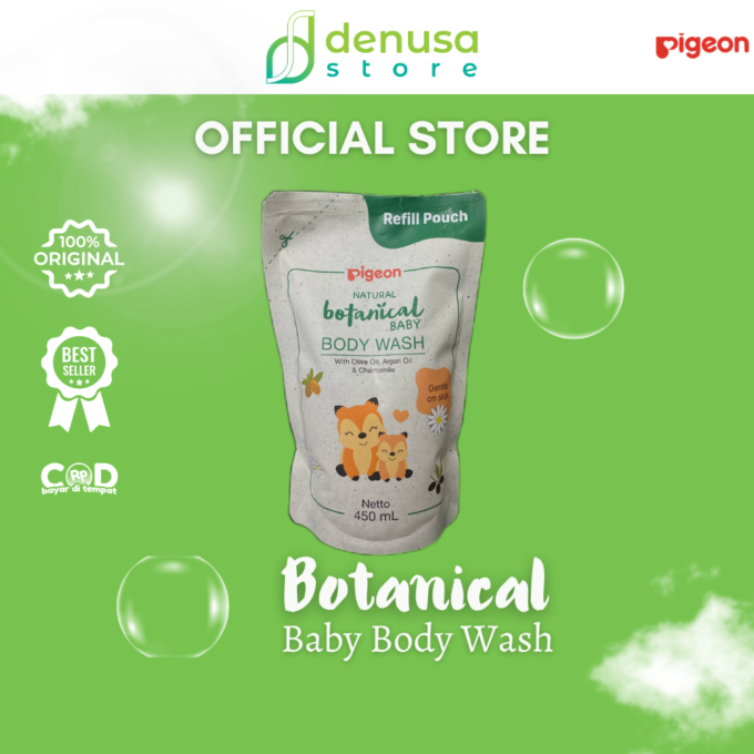 PIGEON Botanical Baby Body Wash 450 mL Refill Pouch | Sabun Mandi
