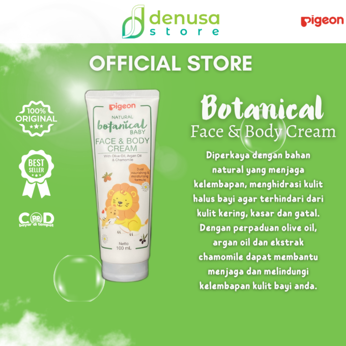 PIGEON Botanical Baby Face & Body Cream 100 mL | Krim Bayi