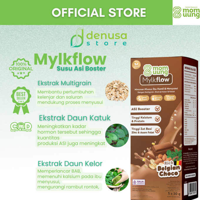 MOM UUNG Mylkflow Susu Asi Booster Rich Belgian Choco 5 sachet x 30 g