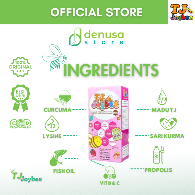 TJ Joybee Madu MultiVitamin Plus Rasa Strawberry 100 ml