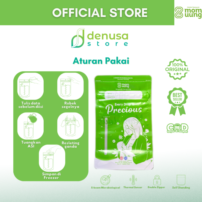 Mom Uung Pre-Sterilized Breast Milk Bag - Kantong ASI - 1 Kantong 100ml