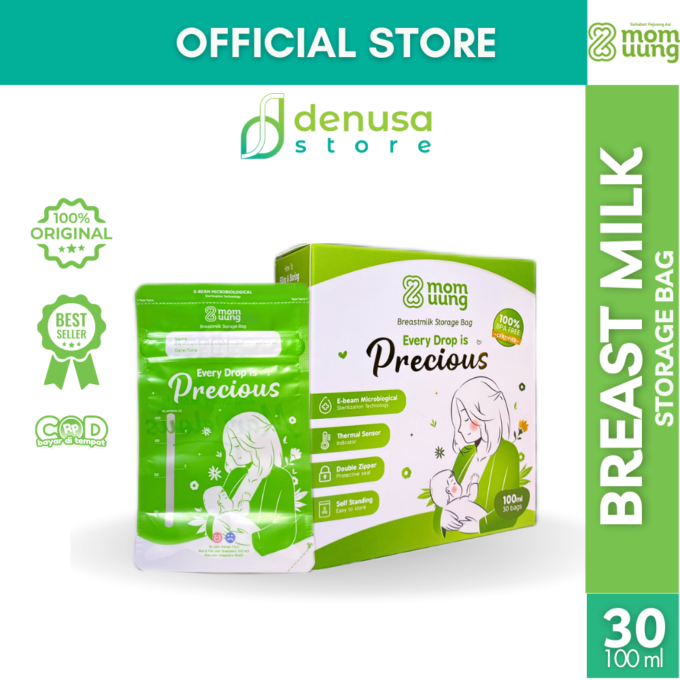 Mom Uung Pre-Sterilized Breast Milk Bag - Kantong ASI - 1 Kotak - 30 Kantong 100ml