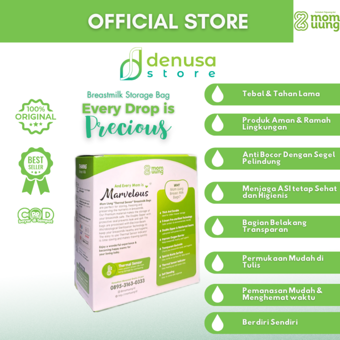 Mom Uung Pre-Sterilized Breast Milk Bag - Kantong ASI - 1 Kotak - 30 Kantong 100ml