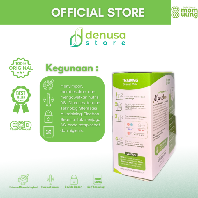 Mom Uung Pre-Sterilized Breast Milk Bag - Kantong ASI - 1 Kotak - 30 Kantong 100ml