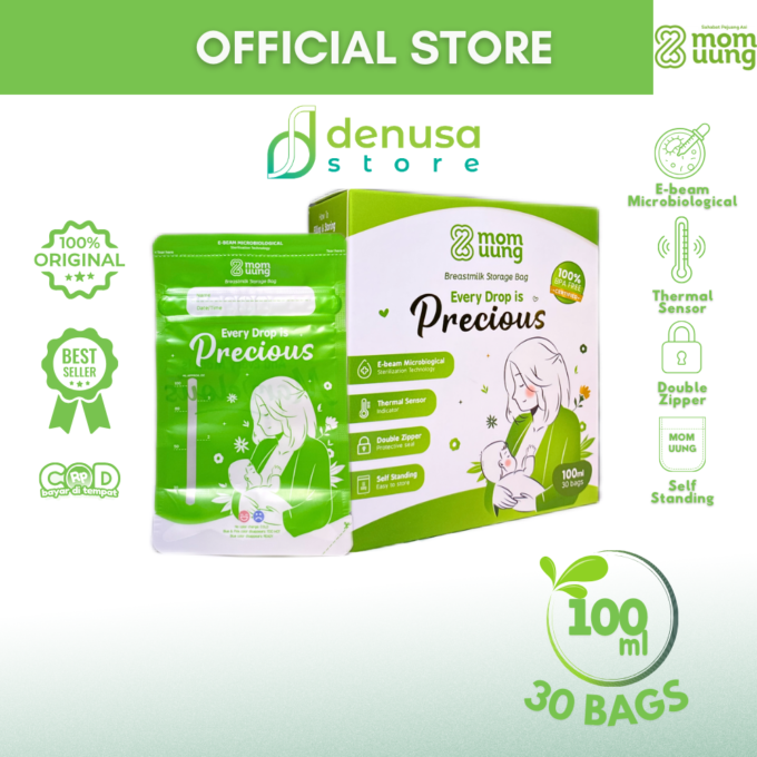 Mom Uung Pre-Sterilized Breast Milk Bag - Kantong ASI - 1 Kotak - 30 Kantong 100ml