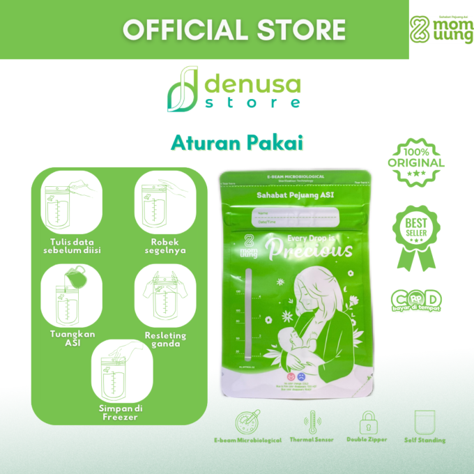 Mom Uung Pre-Sterilized Breast Milk Bag - Kantong ASI - 1 Kantong 150ml