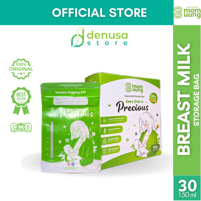 Mom Uung Pre-Sterilized Breast Milk Bag - Kantong ASI - 1 Kotak - 30 Kantong 150ml