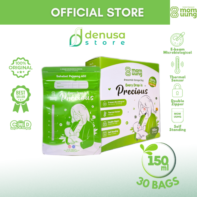 Mom Uung Pre-Sterilized Breast Milk Bag - Kantong ASI - 1 Kotak - 30 Kantong 150ml