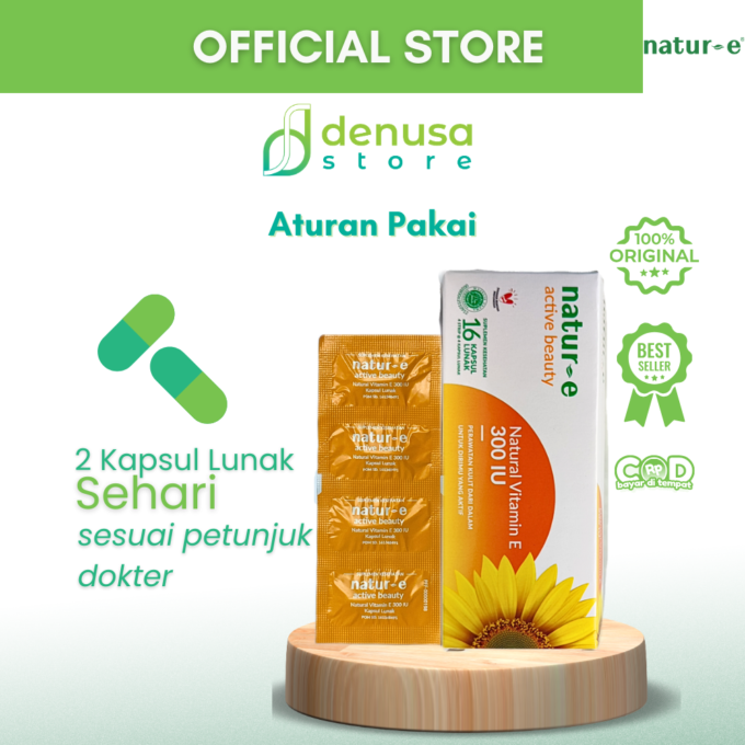 Natur-e Active Beauty Natural Vitamin E 300 IU - 1 Kotak - 16 Kapsul Lunak