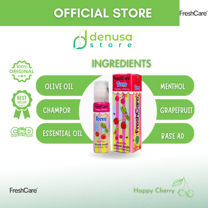 FreshCare Teens Minyak Angin Aromatherapy Happy Cherry Roll On 10ml