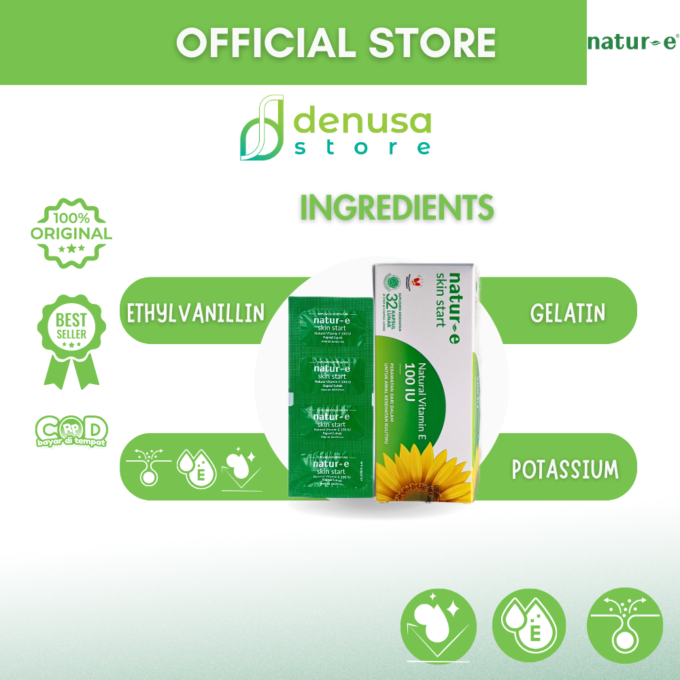 Natur-E Skin Start - Natural Vitamin E 100 IU - 1 Kotak - 32 Kapsul Lunak