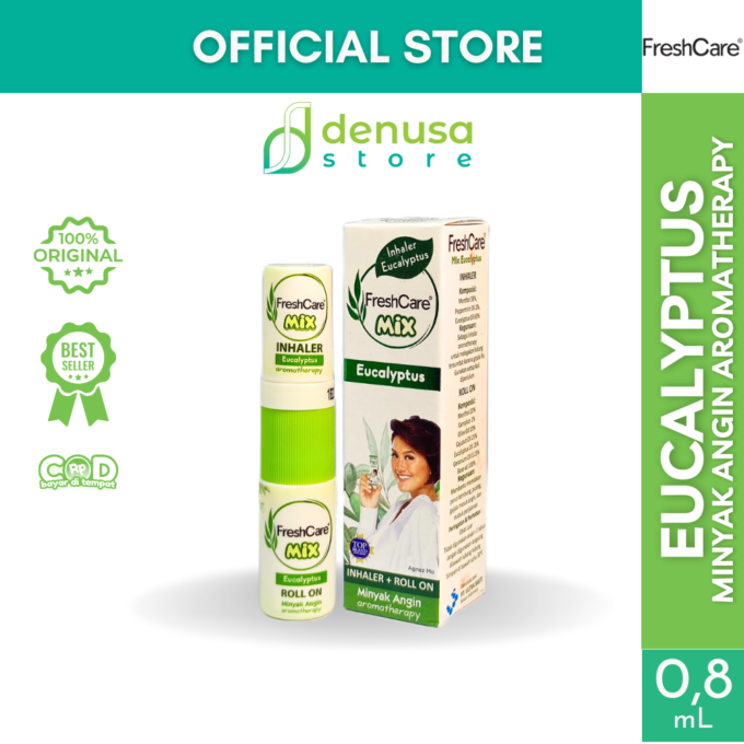 FreshCare Mix MInyak Angin Aromatherapy Eucalyptus Inhaler 0.8 ml + Roll On 5 ml