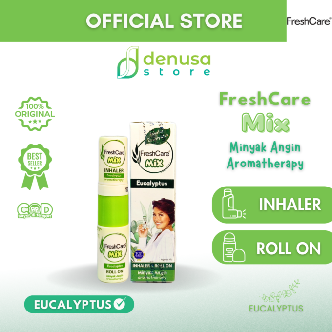 FreshCare Mix MInyak Angin Aromatherapy Eucalyptus Inhaler 0.8 ml + Roll On 5 ml