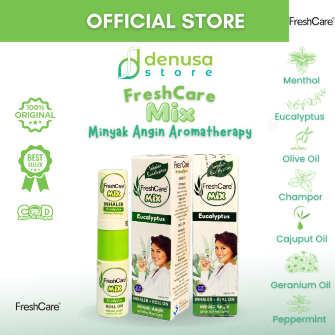 FreshCare Mix MInyak Angin Aromatherapy Eucalyptus Inhaler 0.8 ml + Roll On 5 ml