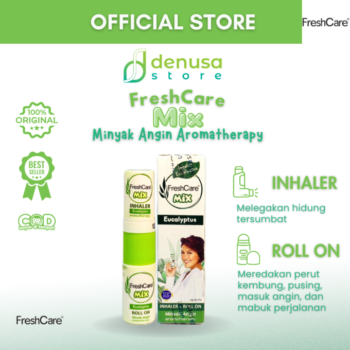 FreshCare Mix MInyak Angin Aromatherapy Eucalyptus Inhaler 0.8 ml + Roll On 5 ml