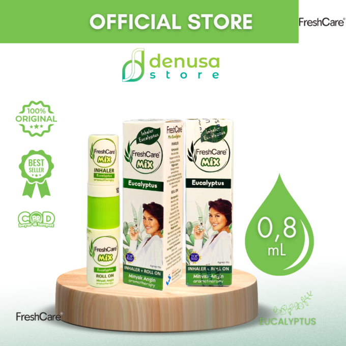 FreshCare Mix MInyak Angin Aromatherapy Eucalyptus Inhaler 0.8 ml + Roll On 5 ml