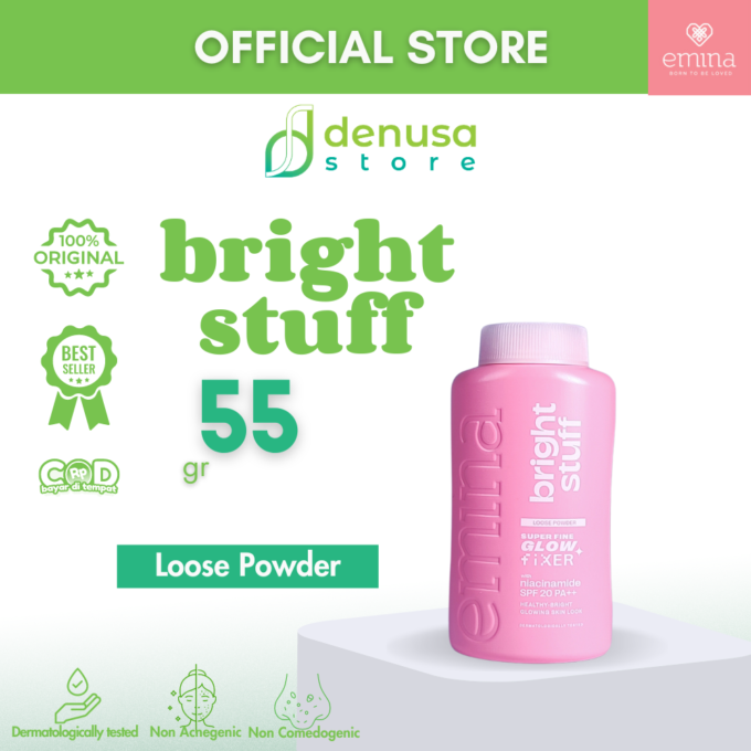 Emina Bright Stuff Loose Powder Super Fine Glow Fixer SPF20 PA++ 55g