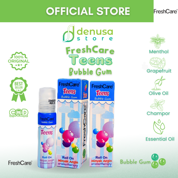 FreshCare Teens Minyak Angin Aromatherapy Bubble Gum Roll On 10ml