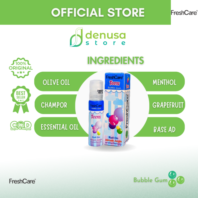 FreshCare Teens Minyak Angin Aromatherapy Bubble Gum Roll On 10ml