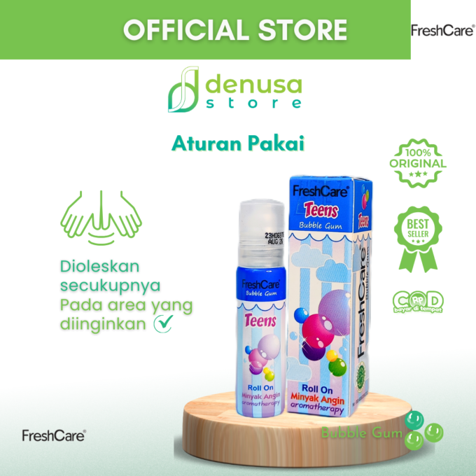 FreshCare Teens Minyak Angin Aromatherapy Bubble Gum Roll On 10ml