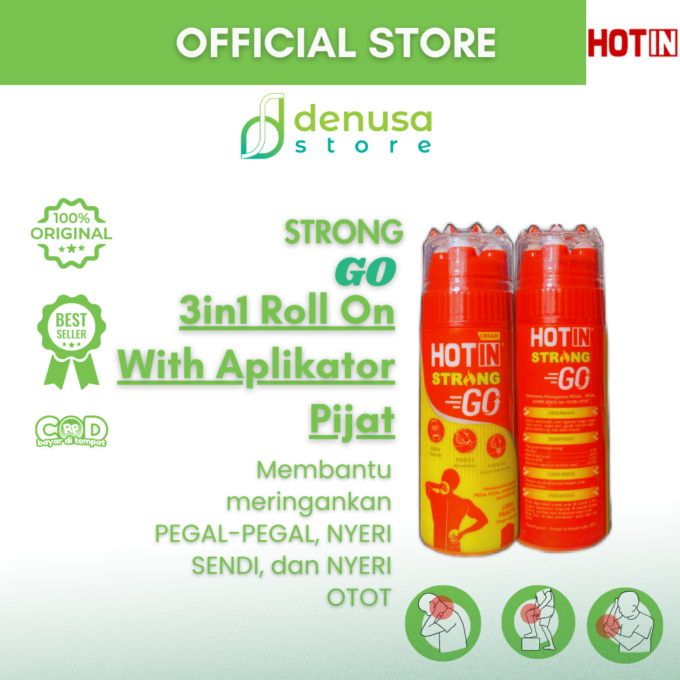 HOTIN Cream Strong Go 3in1 Roll On With Aplikator Pijat 100gr