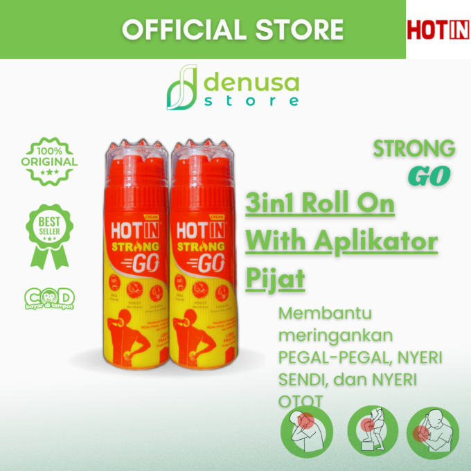 HOTIN Cream Strong Go 3in1 Roll On With Aplikator Pijat 100gr