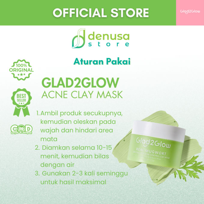 Glad2Glow Real Mugwort Salicylic Acid Acne Control Clay Mask 30gr