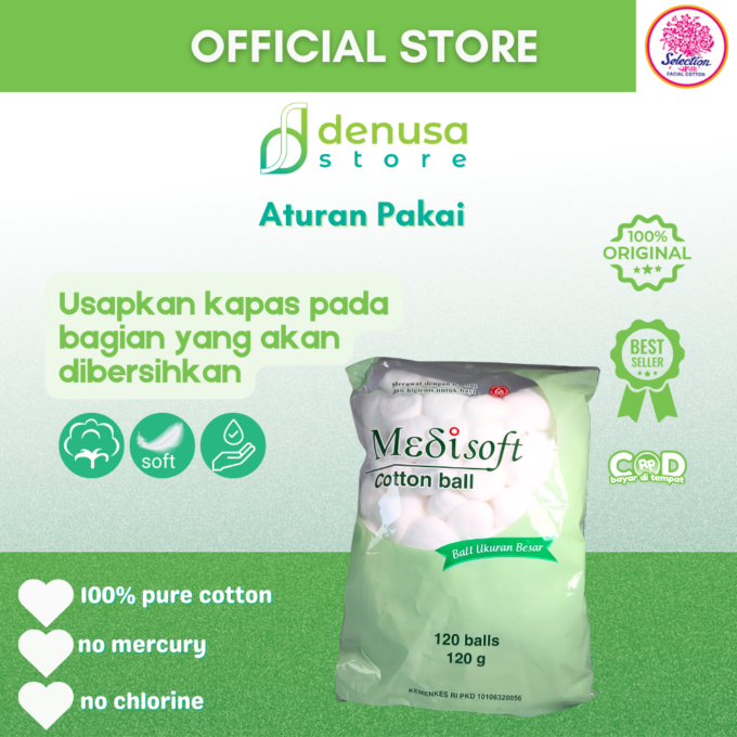 Medisoft Cotton Ball Besar 120 Balls 120g