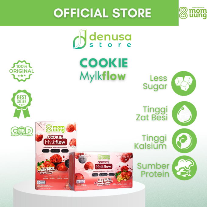 Mom Uung Cookie Mylkflow Korean Redvelvet Strawberry 150gr