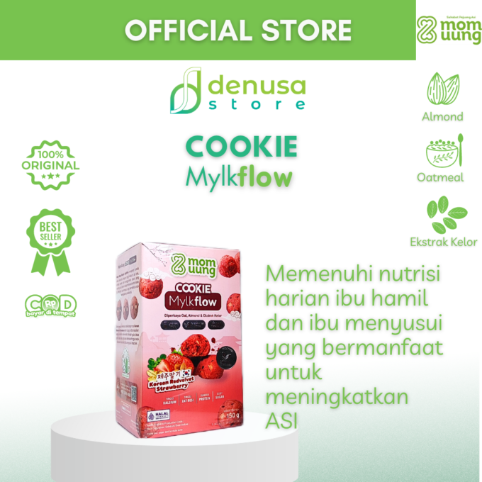 Mom Uung Cookie Mylkflow Korean Redvelvet Strawberry 150gr