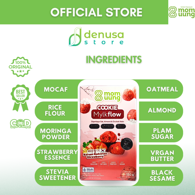 Mom Uung Cookie Mylkflow Korean Redvelvet Strawberry 150gr