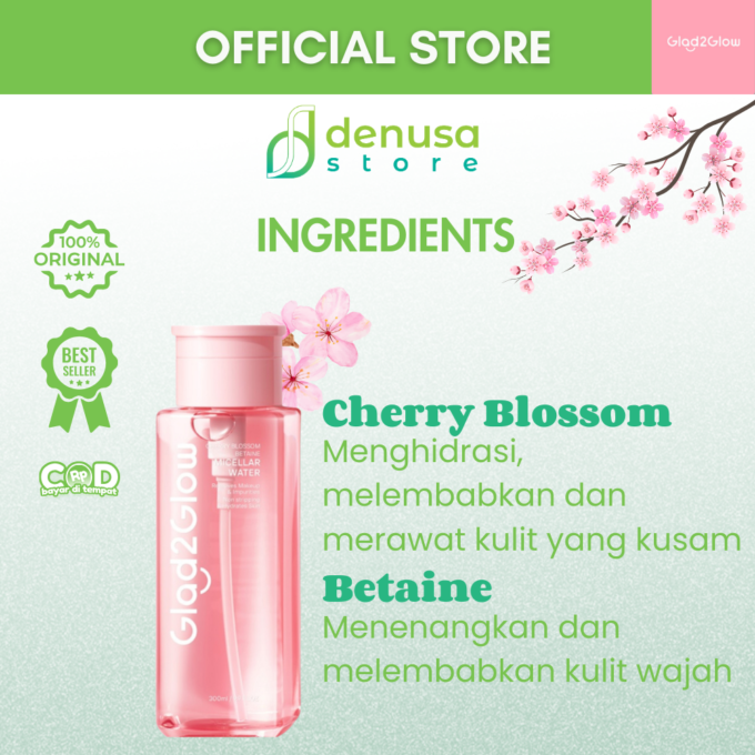 Glad2Glow Cherry Blossom Betaine Micellar Water 300ml