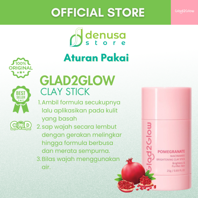 Glad2Glow Pomegranate Niacinamide Brightening Clay Stick 25g