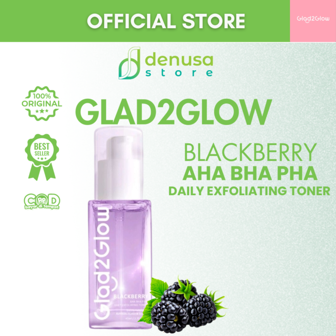 Glad2Glow Blackberry AHA BHA PHA Daily Exfoliating Toner 40ml