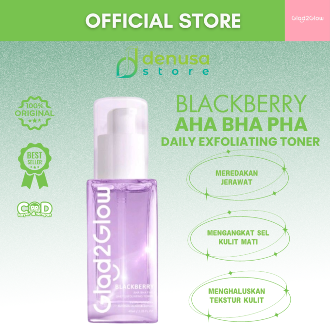 Glad2Glow Blackberry AHA BHA PHA Daily Exfoliating Toner 40ml