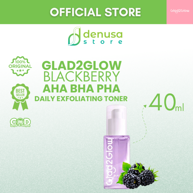 Glad2Glow Blackberry AHA BHA PHA Daily Exfoliating Toner 40ml