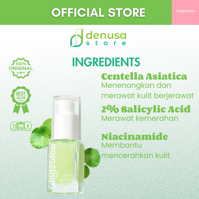 Glad2Glow Centella Salicylic Acid Power Acne Serum 17ml