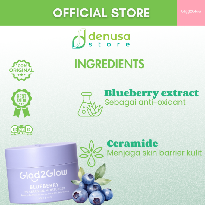 Glad2Glow Blueberry 5% Ceramide Moisturizer 30gr