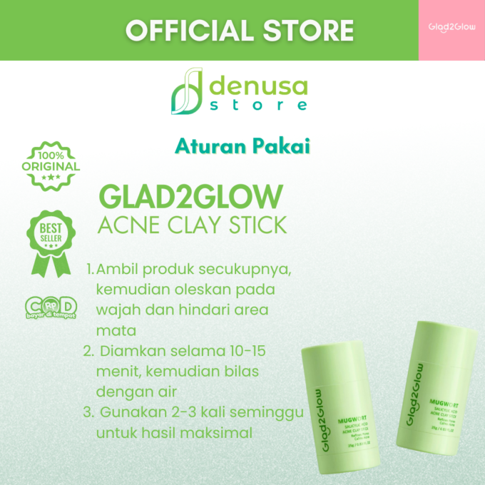 Glad2Glow Mugwort Salicylic Acid Acne Clay Stick 25gr