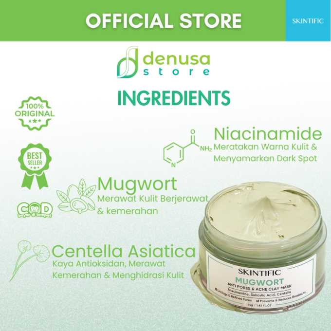 SKINTIFIC Mugwort Acne Clay Mask 55gr