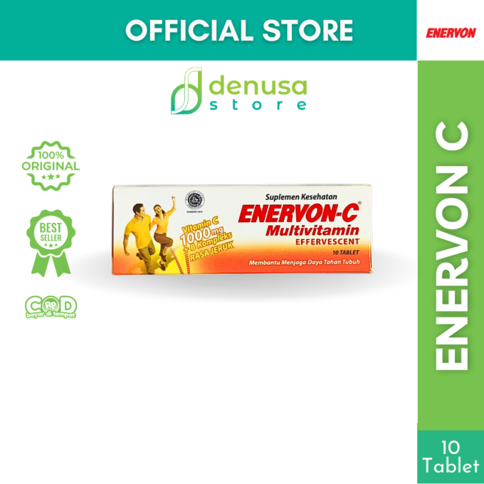 Enervon-C Vitamin C 1000mg Effervescent Orange Flavour 1 Botol 10 Tablet