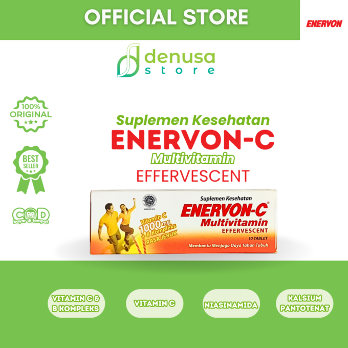 Enervon-C Vitamin C 1000mg Effervescent Orange Flavour 1 Botol 10 Tablet