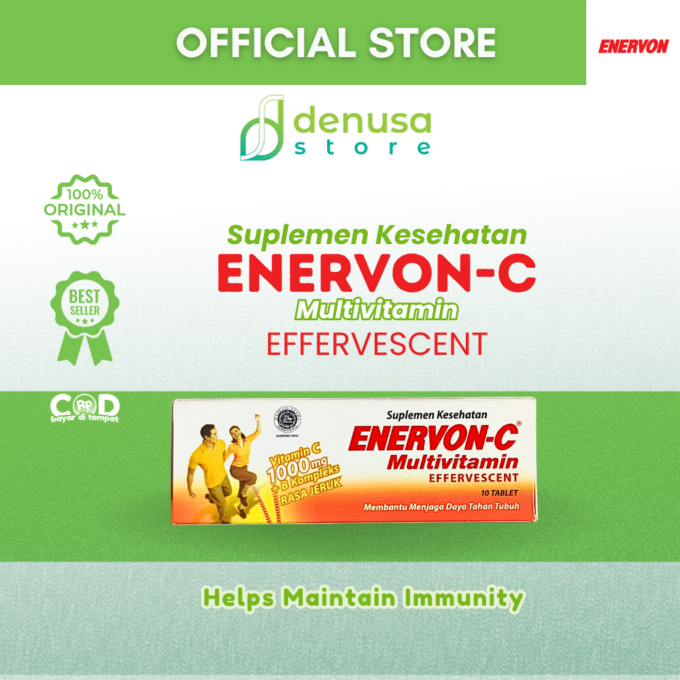 Enervon-C Vitamin C 1000mg Effervescent Orange Flavour 1 Botol 10 Tablet