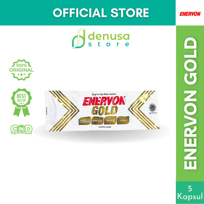 Enervon Gold Suplemen Lanjut Usia 50+ 1 Strip 5 Kapsul Lunak