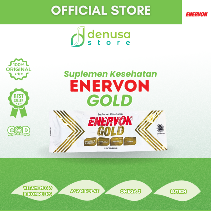 Enervon Gold Suplemen Lanjut Usia 50+ 1 Strip 5 Kapsul Lunak