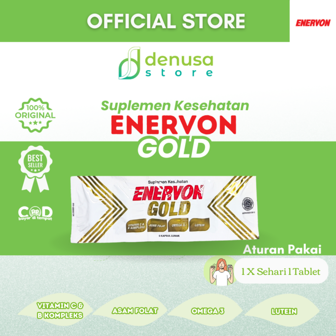 Enervon Gold Suplemen Lanjut Usia 50+ 1 Strip 5 Kapsul Lunak