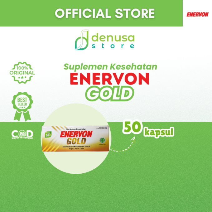 Enervon Gold Suplemen Lanjut Usia 50+ 1 Kotak 10 Strip 50 Kapsul Lunak