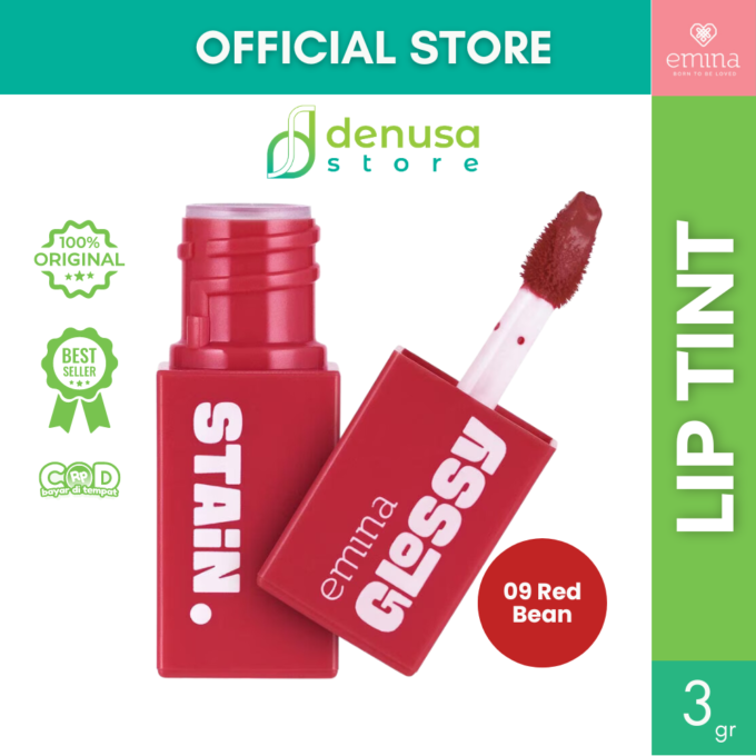 Emina Glossy Stain Blendable Lip Tint 09 Red Bean 3 g